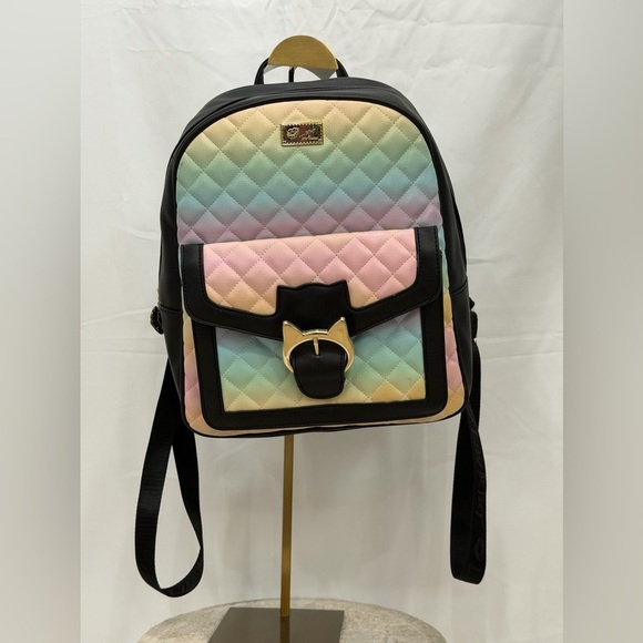 Betsey Johnson Quilted Pastel Rainbow Cat
Buckle Backpack Faux Leather main image 5